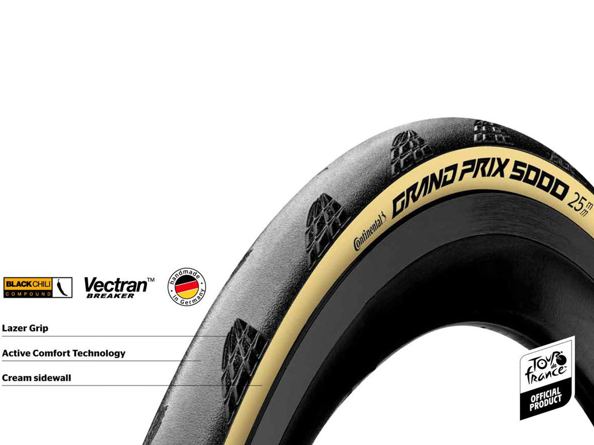 Continental Grand Prix 5000 Set – 2x Pneu Pliable Chambre à Air Race – 700x25C – noir Continental Grand Prix 5000 Set – 2x Pneu Pliable Chambre à Air Race – 700x25C – noir