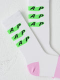 Chaussettes Maap Evade X Sock White / Fluro Green