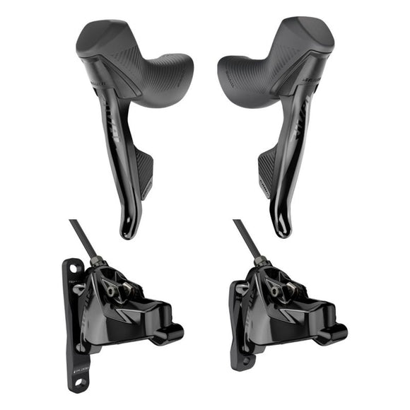 Pair of right and left SRAM RIVAL eTap AXS levers with caliper and hose