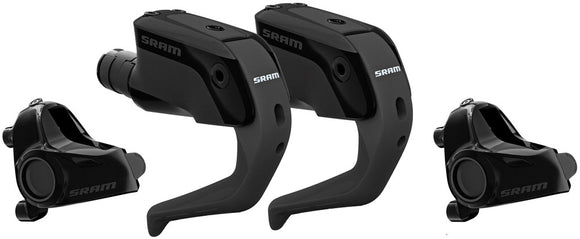 Pair of SRAM S900 Aero TT levers with calipers and hoses