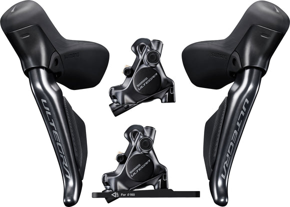 Pair of Shimano Ultegra ST-R8170 2x12v Levers with BR-R8170 calipers and hoses